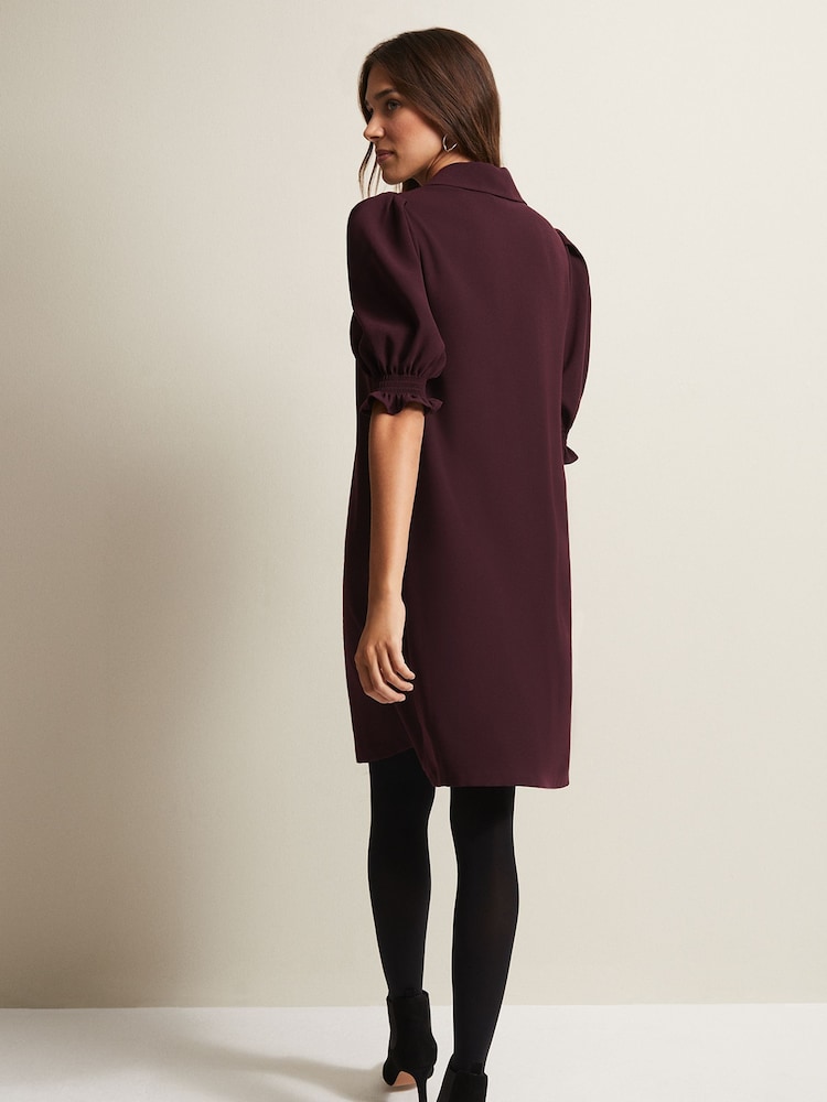 Phase Eight Red Candice Burgundy Zip Mini Dress - Image 2 of 6