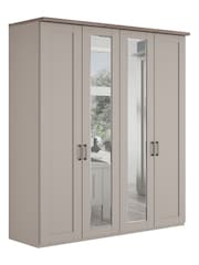 Wiemann Pebble Grey Truro 4 Door Wood and Mirror Semi Fitted Wardrobe - Image 2 of 4