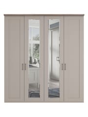 Wiemann Pebble Grey Truro 4 Door Wood and Mirror Semi Fitted Wardrobe - Image 3 of 4