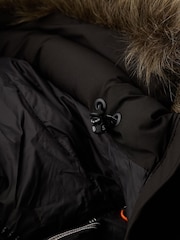 Superdry Black Fuji Faux Fur Hood Padded Mid Length Jacket - Image 5 of 5