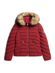 Stanton Red - Superdry Fuji wattierte Jacke mit Kapuze aus Kunstpelz - Bild 4 von 5