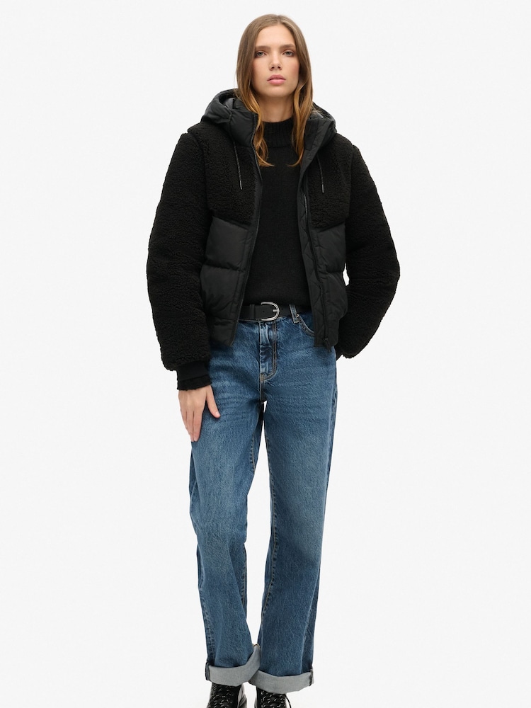 Superdry Black Everest Bomber Hybrid Jacket - Image 2 of 7 Superdry Black Everest Bomber Hybrid Jacket - Image 2 of 7