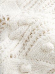 Ecru White Crochet Open Stitch Roll Neck Jumper - Image 8 of 8