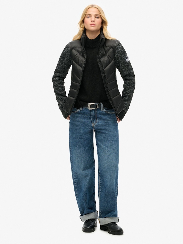 Superdry Black Storm Knit Hybrid Jacket - Image 1 of 3