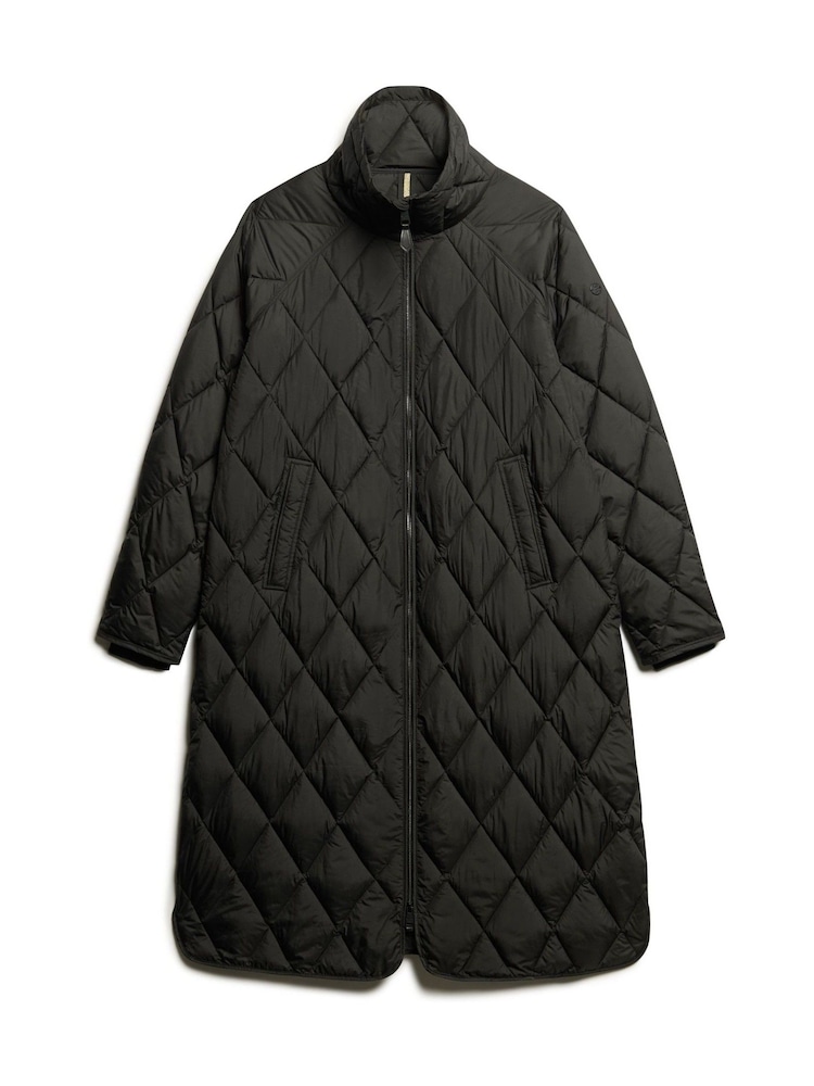 Superdry Black Superlong Quilt Liner Coat - Image 7 of 8