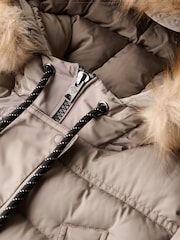 Diseño flameado en beige oscuro - Chaqueta larga de piel sintética Everest de Superdry - Imagen 4 de 4