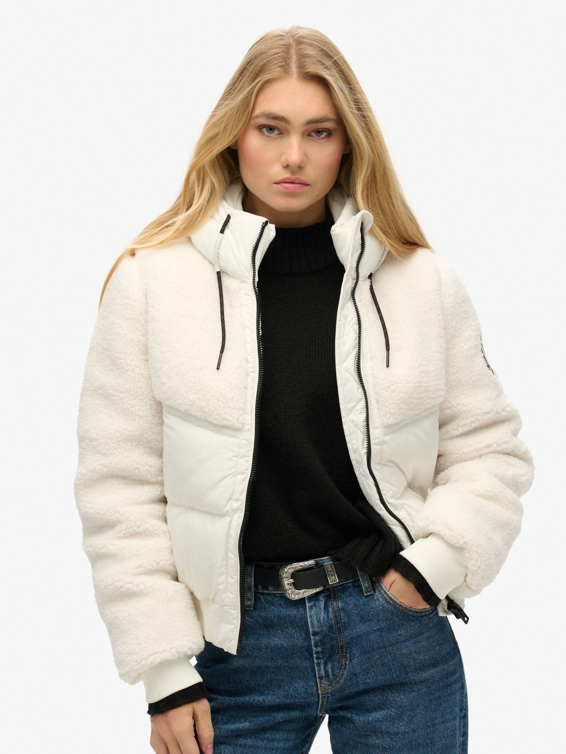 Hybrid borg denim jacket shop
