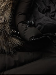 Superdry Black Fuji Faux Fur Hooded Longline Coat - Image 5 of 5