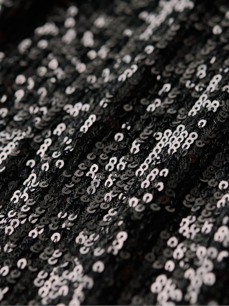 Superdry Black Cowl Halter Neck Sequin Blouses - Image 6 of 6