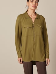 Khaki Green Zip Utility Tunic - Image 1 of 4