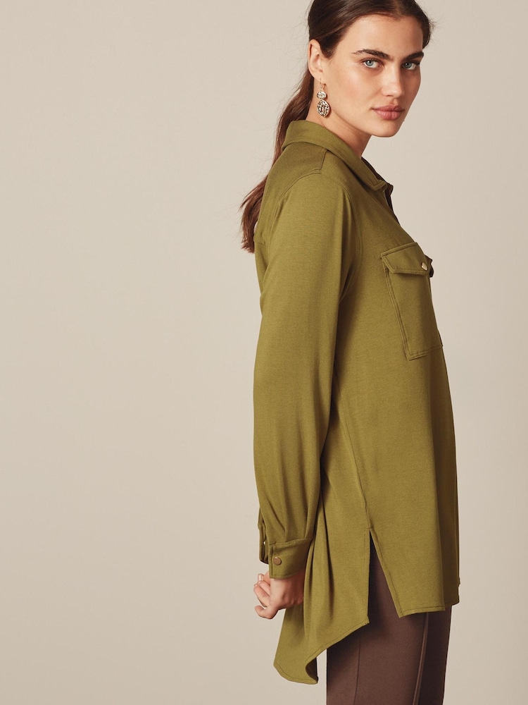 Khaki Green Zip Utility Tunic - Image 2 of 4
