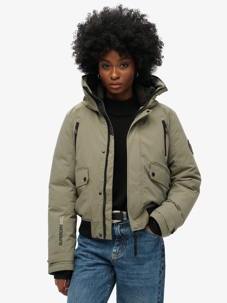Superdry Dusty Olive Green City Padded Bomber Jacket - Image 1 of 4