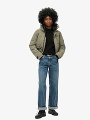 Superdry Dusty Olive Green City Padded Bomber Jacket - Image 3 of 4