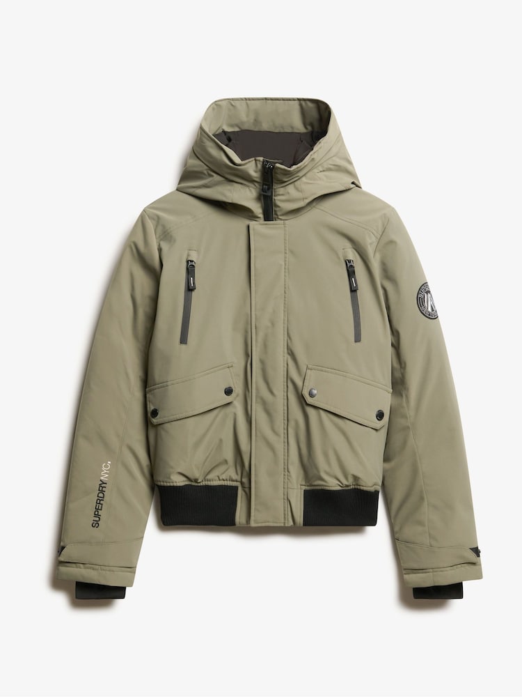 Superdry Dusty Olive Green City Padded Bomber Jacket - Image 4 of 4