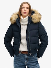 Superdry Nordic Chrome Navy Everest Hooded Bomber Jacket - Image 1 of 5
