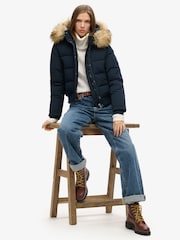 Superdry Nordic Chrome Navy Everest Hooded Bomber Jacket - Image 2 of 5