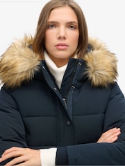 Superdry Nordic Chrome Navy Everest Hooded Bomber Jacket - Image 3 of 5