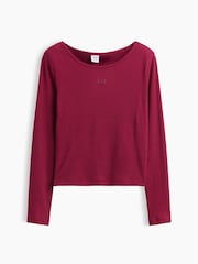 Gap Burgundy Red Mini Logo Long Sleeve T-Shirt (4-13yrs) - Image 3 of 4