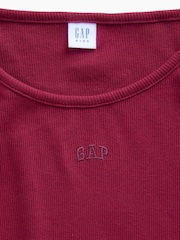 Gap Burgundy Red Mini Logo Long Sleeve T-Shirt (4-13yrs) - Image 4 of 4