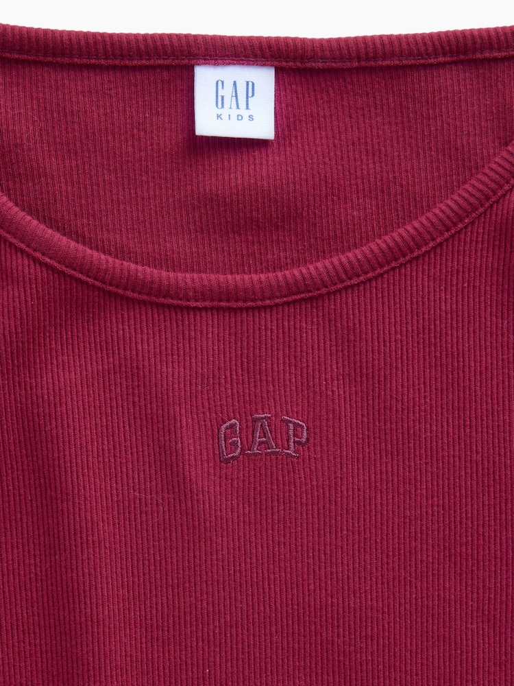 Gap Burgundy Red Mini Logo Long Sleeve T-Shirt (4-13yrs) - Image 4 of 4