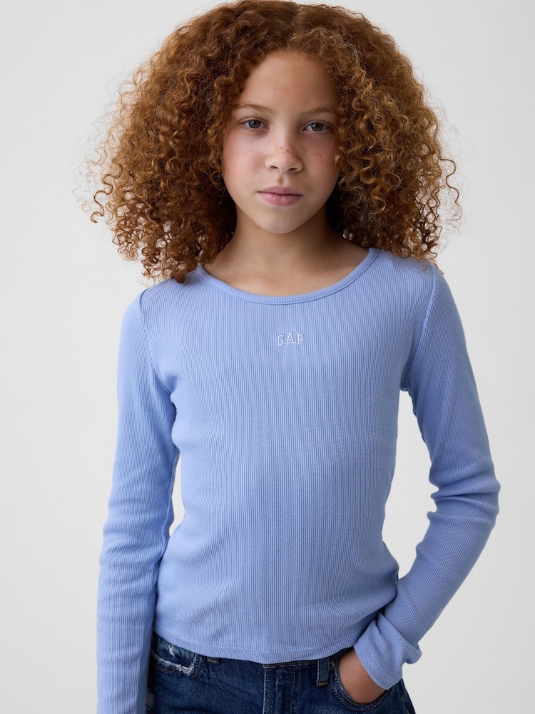 Gap Blue Mini Logo Long Sleeve T-Shirt (4-13yrs) - Image 1 of 4