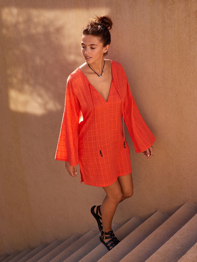 Coral Pink Cover-Up Kaftan - Image 1 of 8