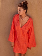 Coral Pink Cover-Up Kaftan - Image 3 of 8