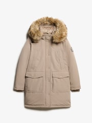 Superdry Deep Beige Slub Everest Faux Fur Parka Jacket - Image 5 of 6