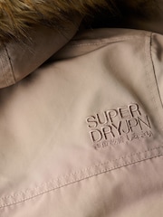 Superdry Deep Beige Slub Everest Faux Fur Parka Jacket - Image 6 of 6