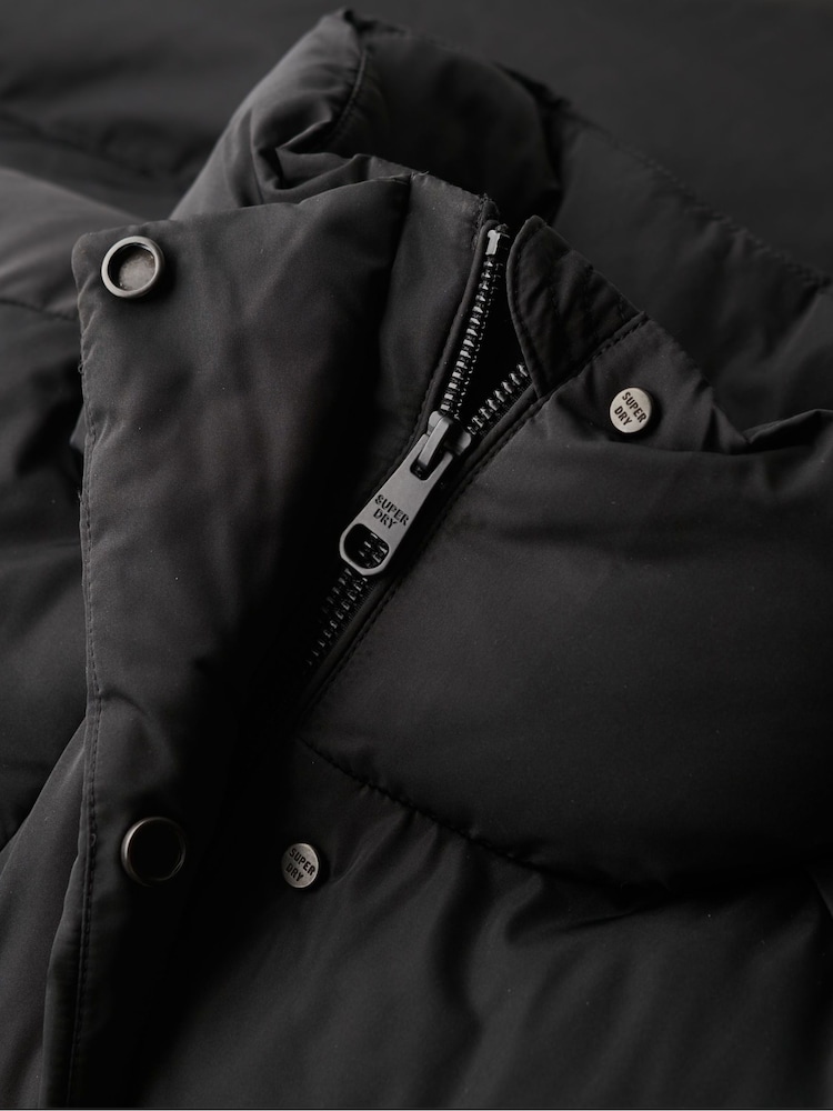 Superdry Black Mid Length Puffer Jacket - Image 5 of 5