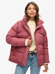 Superdry Rouge Burgundy Mid Length Puffer Jacket - Image 1 of 5