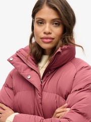 Superdry Rouge Burgundy Mid Length Puffer Jacket - Image 2 of 5