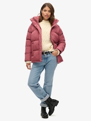 Superdry Rouge Burgundy Mid Length Puffer Jacket - Image 3 of 5