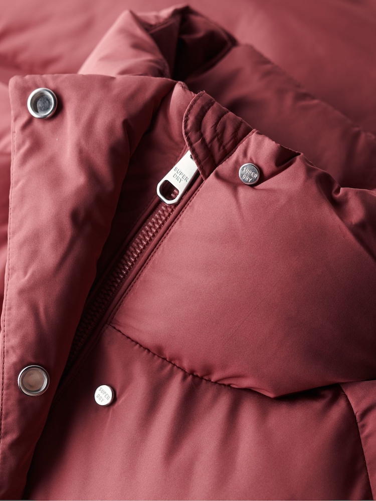 Superdry Rouge Burgundy Mid Length Puffer Jacket - Image 4 of 5