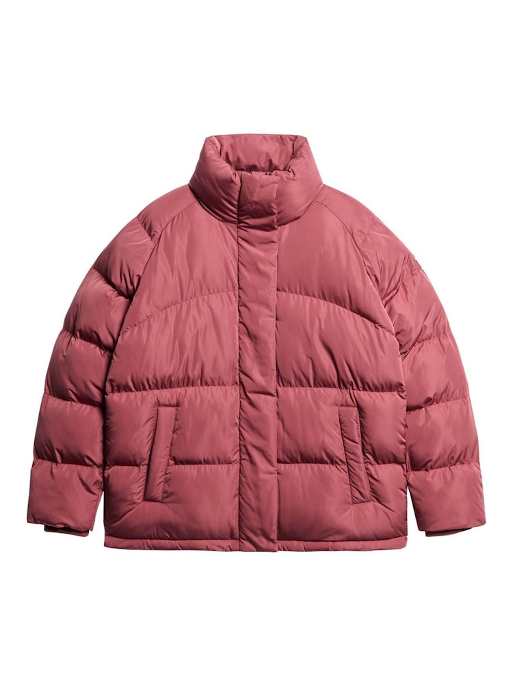 Superdry Rouge Burgundy Mid Length Puffer Jacket - Image 5 of 5
