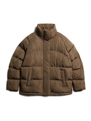 Superdry Warm Brown Mid Length Puffer Jacket - Image 5 of 6