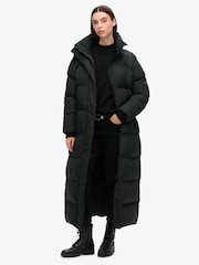 Superdry Black Maxi Longline Puffer Jacket - Image 1 of 5