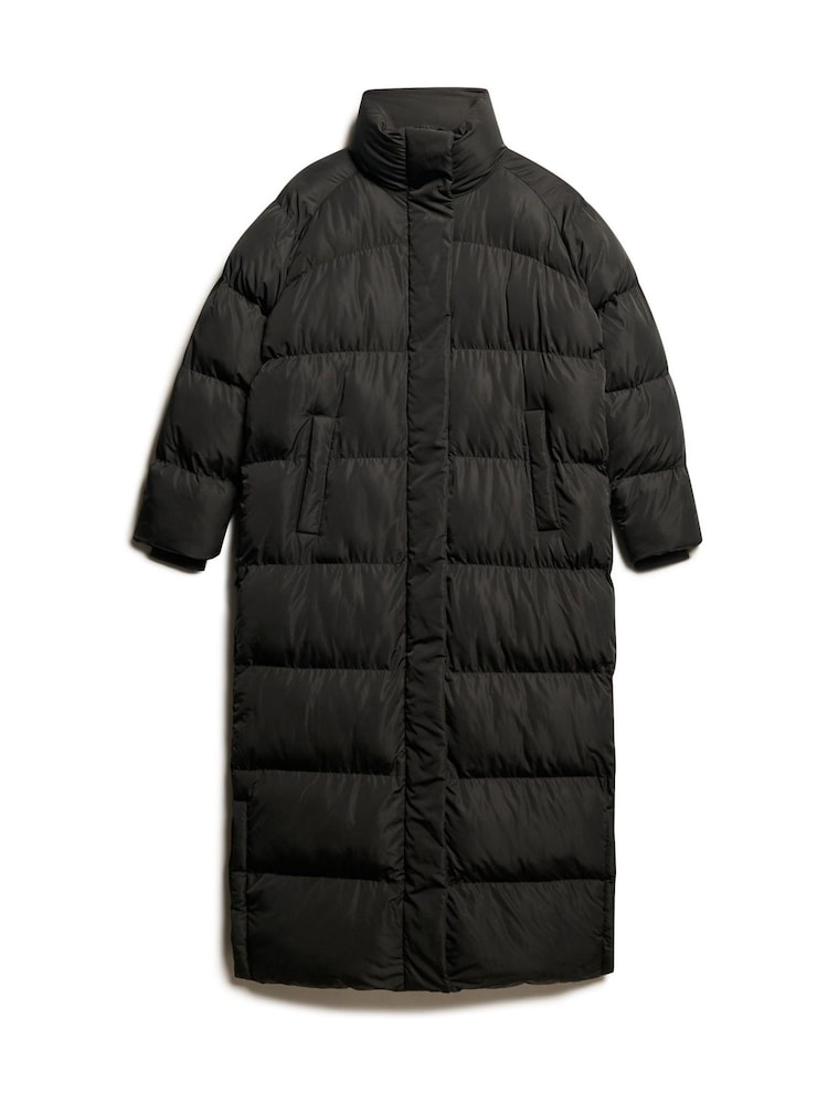 Superdry Black Maxi Longline Puffer Jacket - Image 4 of 5