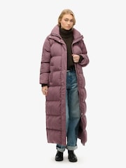 Superdry Flint Purple Maxi Longline Puffer Jacket - Image 1 of 5