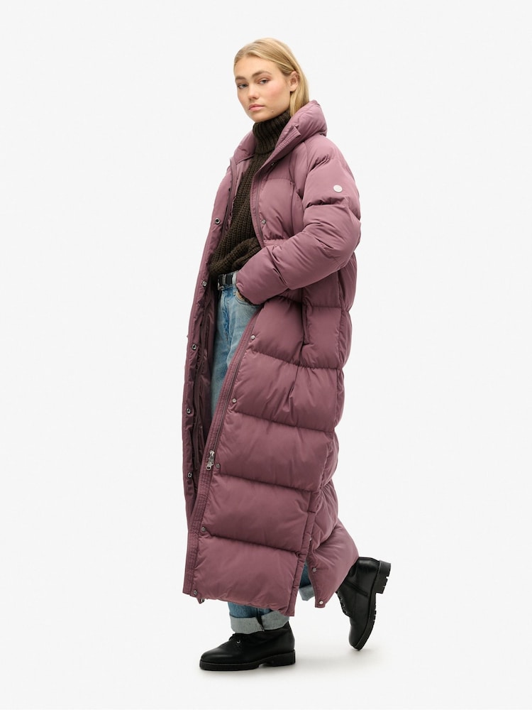 Superdry Flint Purple Maxi Longline Puffer Jacket - Image 2 of 5
