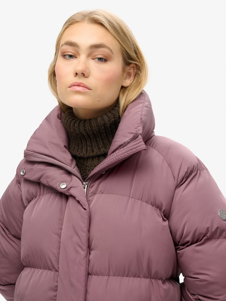 Superdry Flint Purple Maxi Longline Puffer Jacket - Image 3 of 5