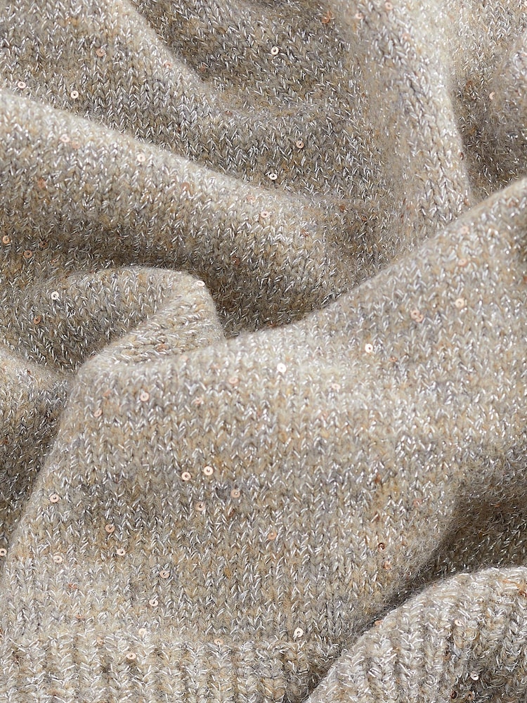 Neutral Sequin High Neck Long Sleeve Jumper - Image 5 of 5