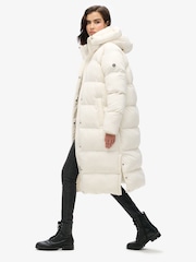 Superdry Star White Longline Hooded Puffer Coats - Image 3 of 7