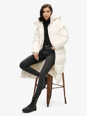 Superdry Star White Longline Hooded Puffer Coats - Image 5 of 7