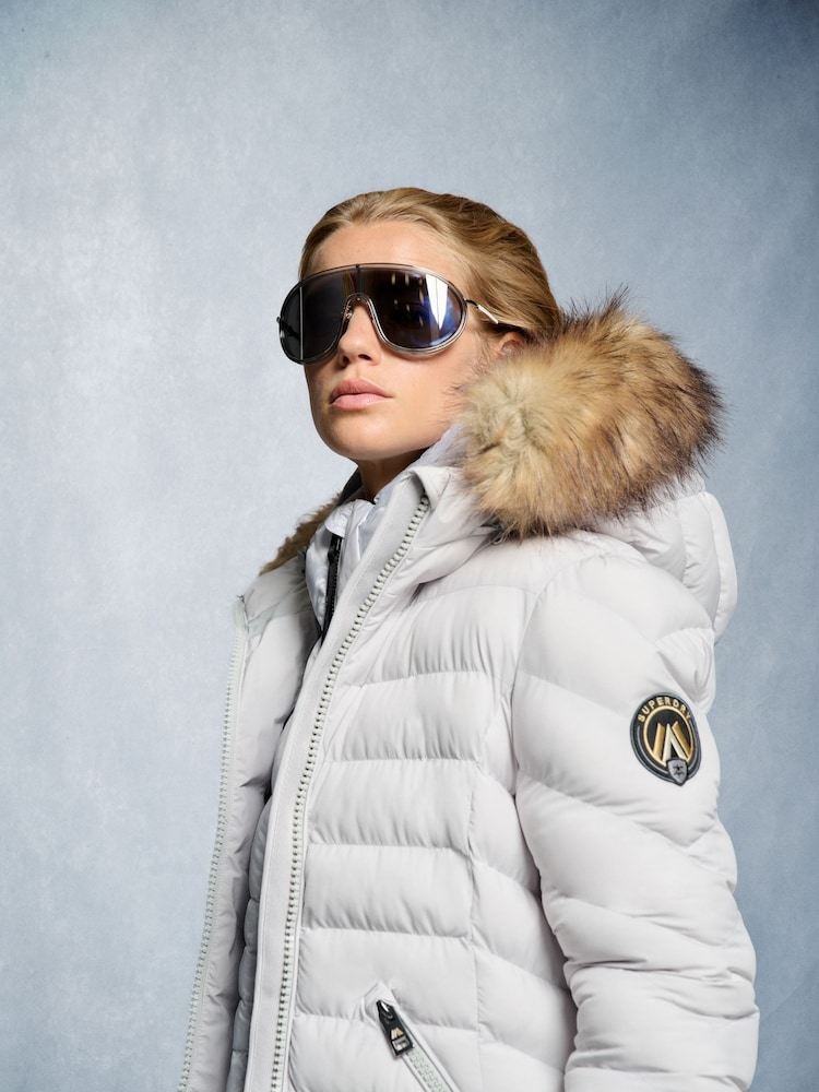 Superdry Fuji Faux Fur Hood Padded Mid Length Jacket - Image 3 of 10