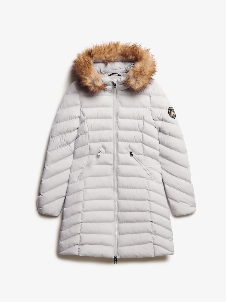 Superdry Fuji Faux Fur Hood Padded Mid Length Jacket - Image 8 of 10