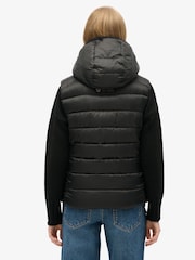 Superdry Black Hooded Fuji Quilt Padded Gilet Jacket - Image 4 of 8