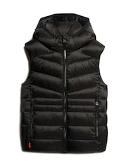 Superdry Black Hooded Fuji Quilt Padded Gilet Jacket - Image 5 of 8
