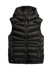 Superdry Black Hooded Fuji Quilt Padded Gilet Jacket - Image 6 of 8
