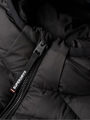 Superdry Black Hooded Fuji Quilt Padded Gilet Jacket - Image 7 of 8